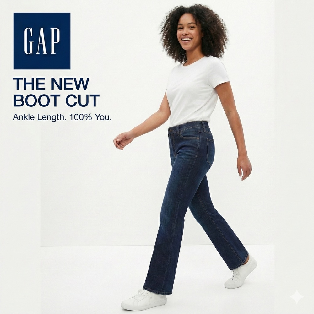 Gap Boot Cut Ankle Jeans Stretch Denim Dark Wash Size 10